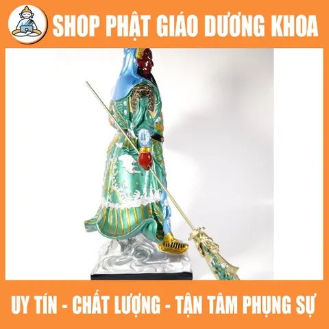 Tượng Quan Công Quan Vân Trường đứng vẽ sắc màu gốm sứ tuyệt đẹp - Cao 40cm 840691