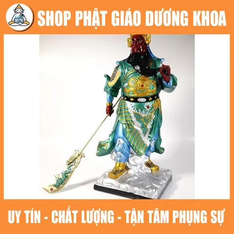 Tượng Quan Công Quan Vân Trường đứng vẽ sắc màu gốm sứ tuyệt đẹp - Cao 40cm 840691