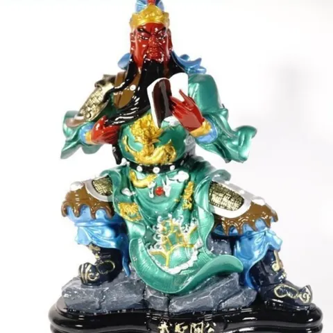 Tượng Quan Công Quan Vân Trường NGỒI vẽ sắc màu gốm sứ tuyệt đẹp - Cao 40cm 840693