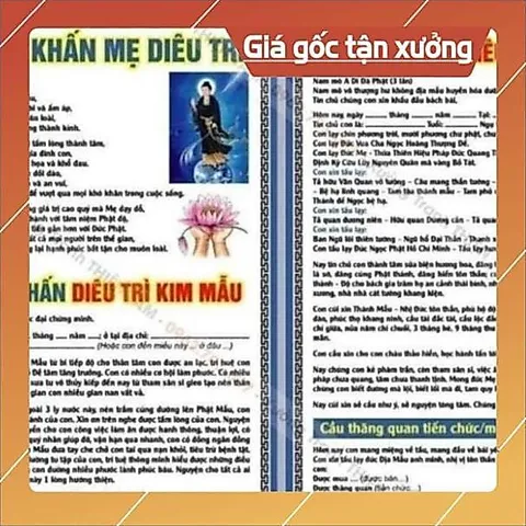 Tờ Bài Văn Khấn Mẹ Diêu Trì Địa Mẫu, Diêu Trì Kim Mẫu ÉP PLASTICS