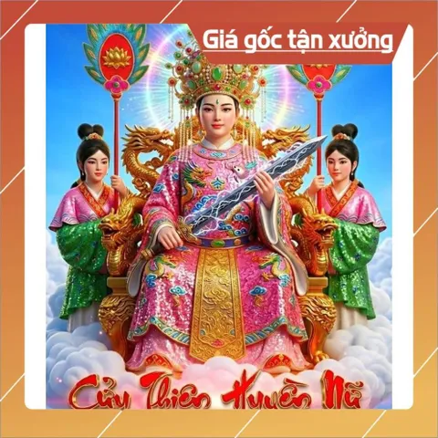 Khung + Tranh CỬU THIÊN HUYỀN NỮ 25CM X 35CM ĐẸP 840704
