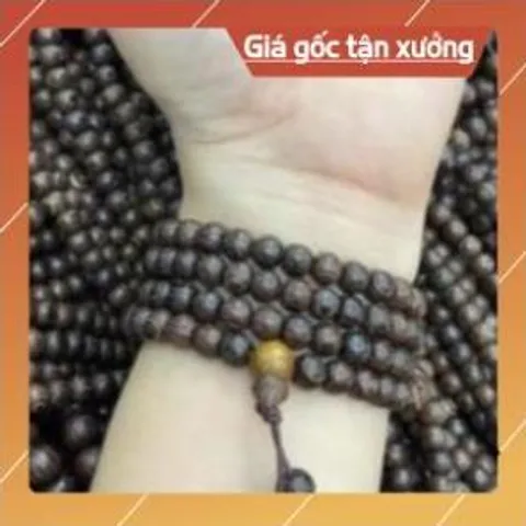Chuỗi vòng gỗ 108 hạt  mun đen 6li và 8 li lông đuôi công đẹp, phù hợp với mọi độ tuổi 840707
