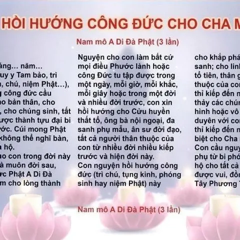 TO34 - Tờ Hồi Hướng Công Đức Cho Cha Mẹ Đọc Hàng Ngày Tăng Trưởng Phước Lành Cho Cha Mẹ và Bản Thân 840734