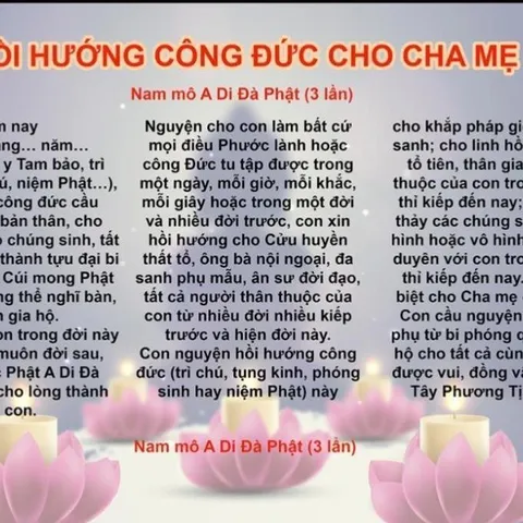 TO34 - Tờ Hồi Hướng Công Đức Cho Cha Mẹ Đọc Hàng Ngày Tăng Trưởng Phước Lành Cho Cha Mẹ và Bản Thân 840734