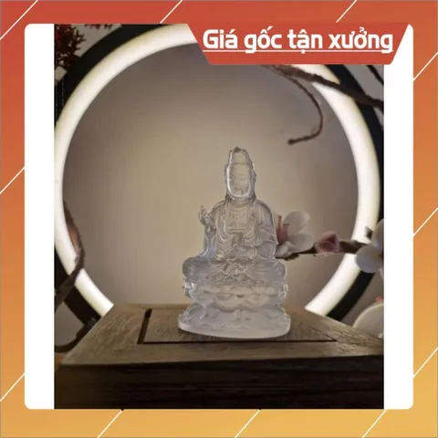 Tượng Quán Âm Bồ Tát Mini 7cm Trong Suốt Chất Liệu Poly Composite. Tượng Quán Âm nhỏ