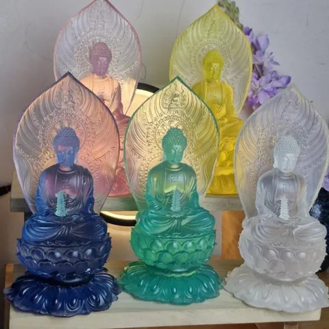 Tượng Dược Sư Lưu Ly Lá Đề 21cm, Bộ 7 Tượng Phật Dược Sư 7 màu, Tượng  Thất Phật Dược Sư 21cm  st110 840852