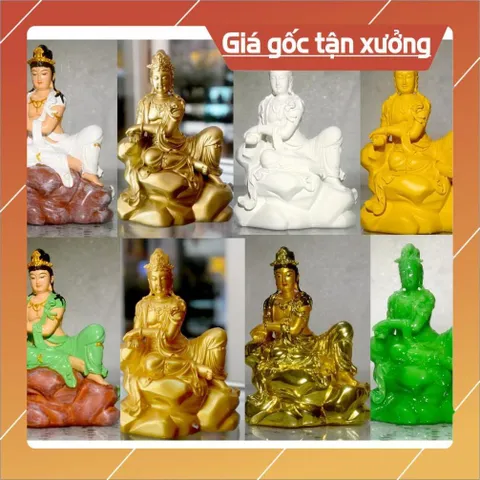 Tượng ngài Quan Thế Âm tự tại cao 13cm composite đẹp 840898