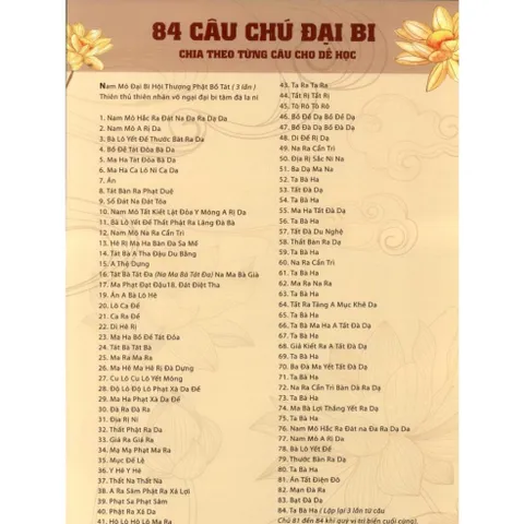 Tờ giấy chú 84 Câu Chú Đại Bi 1 mặt nấu ép platics 840895