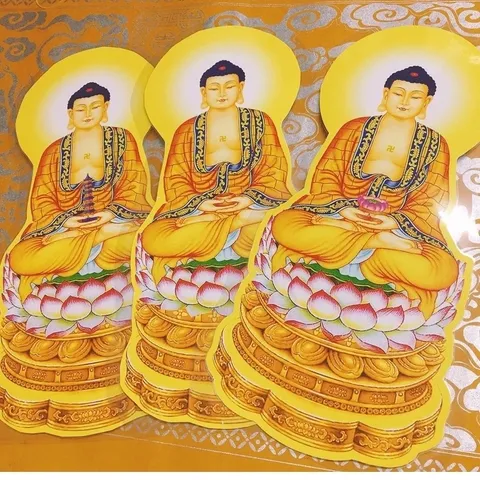 Bộ tranh bày đàn cúng tứ đại thiên vương ép plastic 40cm 840903