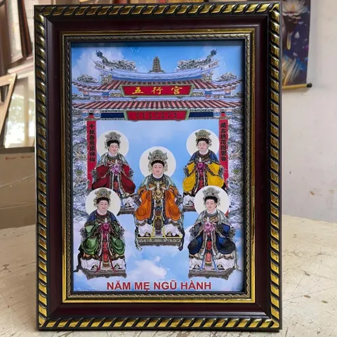 Khung Tranh NĂM MẸ NGŨ HÀNH - Có khung  có hoả tốc 3 CỠ 840920