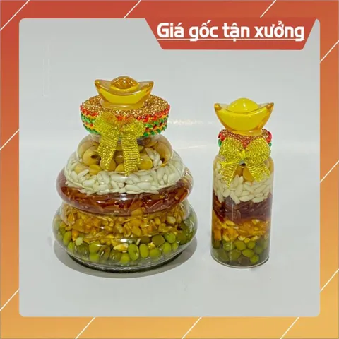 Chai Ngũ Cốc Phong Thuỷ Thu Tài Hút Lộc Chiêu Phương có Kích Thước Nhí , Chai Tháp ( Kèm Thỏi Vàng) HOẢ TỐC 840950