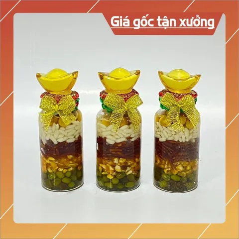 Chai Ngũ Cốc Phong Thuỷ Thu Tài Hút Lộc Chiêu Phương có Kích Thước Nhí , Chai Tháp ( Kèm Thỏi Vàng) HOẢ TỐC 840950