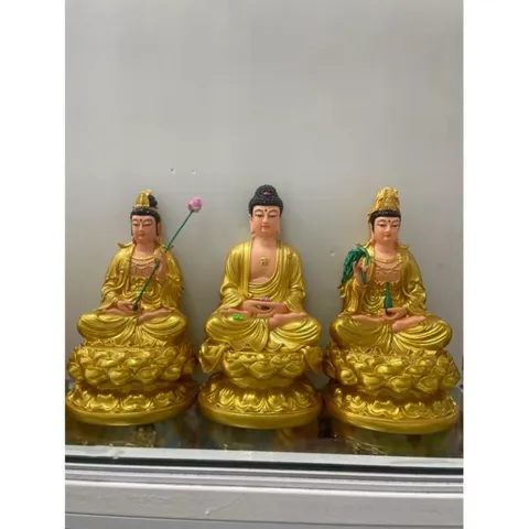 Bộ Tây Phương Tam Thánh, Tam Thế Phật, A Di Đà, Quan Âm, Đại Thế Chí chất liệu poly cao 30cm COMPOSITE 840979