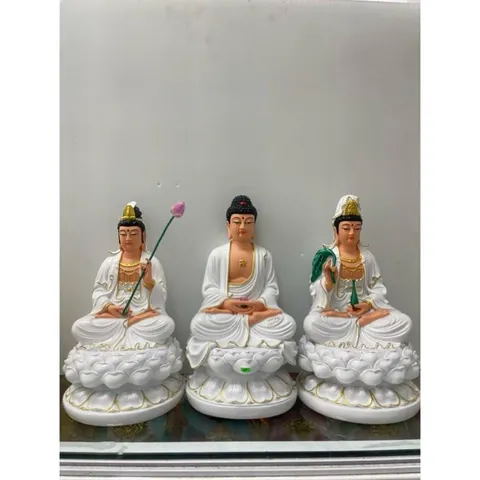 Bộ Tây Phương Tam Thánh, Tam Thế Phật, A Di Đà, Quan Âm, Đại Thế Chí chất liệu poly cao 30cm COMPOSITE 840979