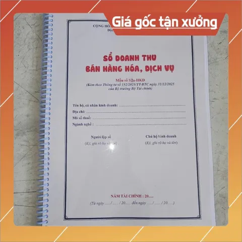Mẫu sổ S2A CAO CẤP - Sổ Doanh thu bán hàng hóa, ĐÓNG LÒ XO + In giấy DOUBLE A4 80gs - Mẫu chuẩn 2026
