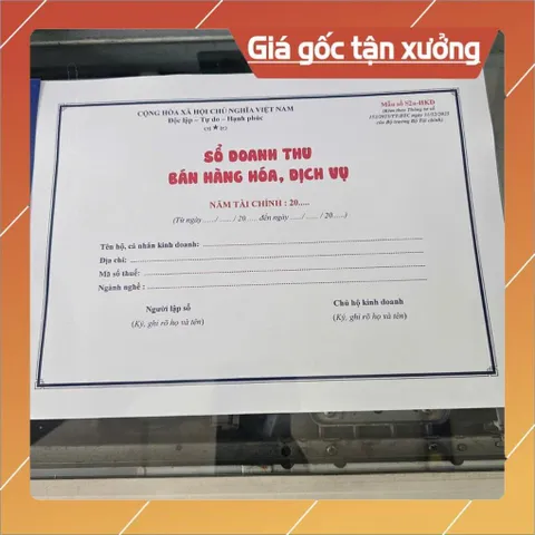 Mẫu sổ S2A CAO CẤP - Sổ Doanh thu bán hàng hóa, ĐÓNG LÒ XO + In giấy DOUBLE A4 80gs - Mẫu chuẩn 2026