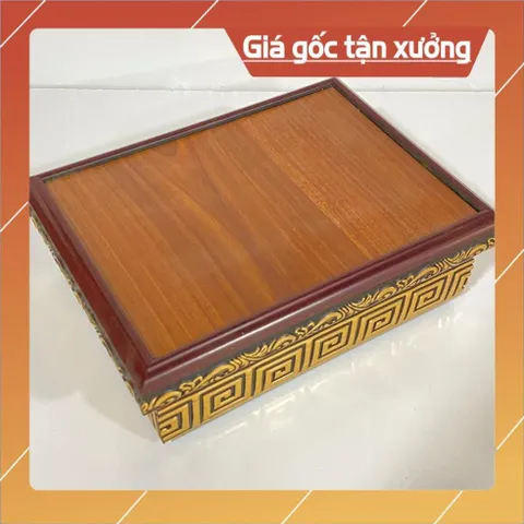 Đôn Gỗ Hình Chữ Nhật Có Hoa Văn Màu Vàng Nổi Nhiều CÓ HOẢ TỐC 840994