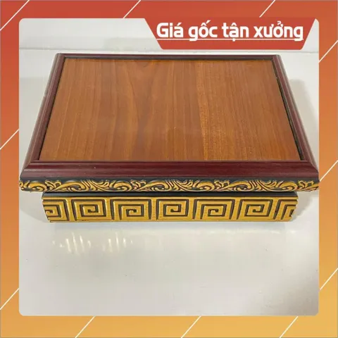 Đôn Gỗ Hình Chữ Nhật Có Hoa Văn Màu Vàng Nổi Nhiều CÓ HOẢ TỐC 840994