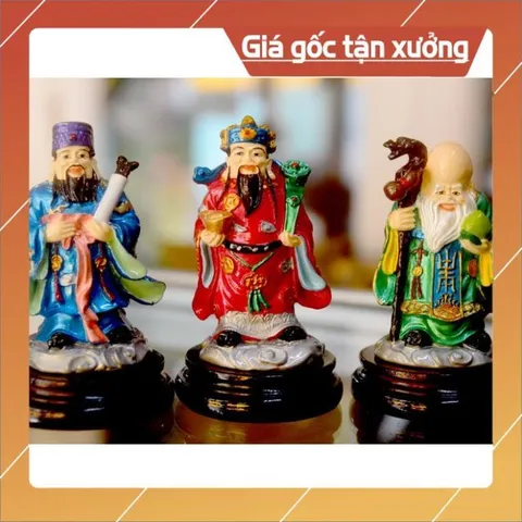 Bộ tượng Tam Đa-Ba ông Phúc Lộc Thọ có đế cao 9cm