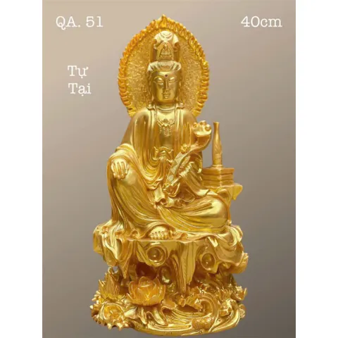 TÔN TƯỢNG QUAN ÂM TỰ TẠI CAO 40CM NGỒI THUYỀN QUÁ ĐẸP, 4 MÀU KHÁCH CHỌN