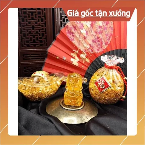 Tượng Thần Tài Đá Phong Thủy Thạch Anh Vàng - Chiêu Tài Hút Lộc Phú Quý Bình An 841142