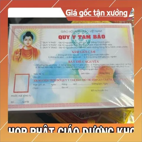 100  tờ chứng điệp Quy y tam Bảo, Phó chúc vãng sinh Tây Phương tịnh độ 1 tờ a4 bìa cứng 841146