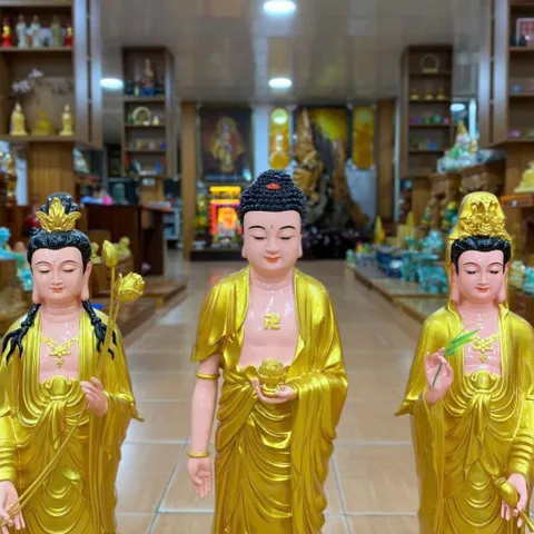 Tượng Tây Phương Tam Thánh Đứng 70cm Nhựa Composite