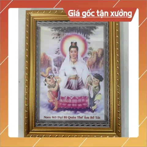 Hình thờ, Tranh treo, để bàn, Phật Bà Quan Âm, Quán Thế Âm+ gồm Khung + ép plastic 25CM X 35CM 841206
