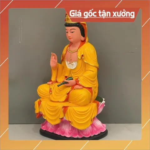 Tôn Tượng Quan Thế Âm Bồ Tát Ngồi 18cm Nhiều màu Chất liệu Composite CÓ HOẢ TỐC 841211