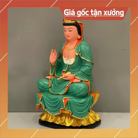 Tôn Tượng Quan Thế Âm Bồ Tát Ngồi 18cm Nhiều màu Chất liệu Composite CÓ HOẢ TỐC 841211
