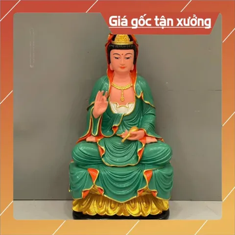Tôn Tượng Quan Thế Âm Bồ Tát Ngồi 18cm Nhiều màu Chất liệu Composite CÓ HOẢ TỐC 841211