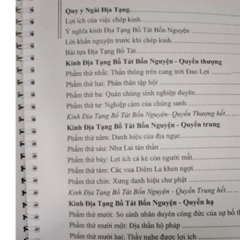 Vở chép kinh Địa Tạng in mờ bìa KHỔ A4 chữ mờ GIEO DUYÊN
