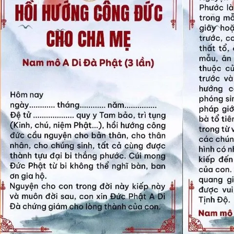 TO487 tờ chú Hồi Hướng Công Đức Cho Cha Mẹ 1 mặt plastic siêu đẹp  2 SIZE A4 VÀ A3 ÉP PLASTICS