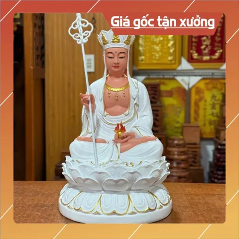 Tôn Tượng Địa Tạng Vương Bồ Tát Ngồi 30cm Nhựa Composite CÓ HOẢ TỐC 841330