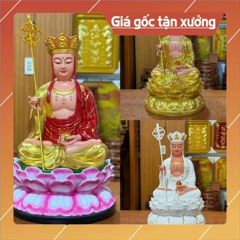 Tôn Tượng Địa Tạng Vương Bồ Tát Ngồi 30cm Nhựa Composite CÓ HOẢ TỐC 841330