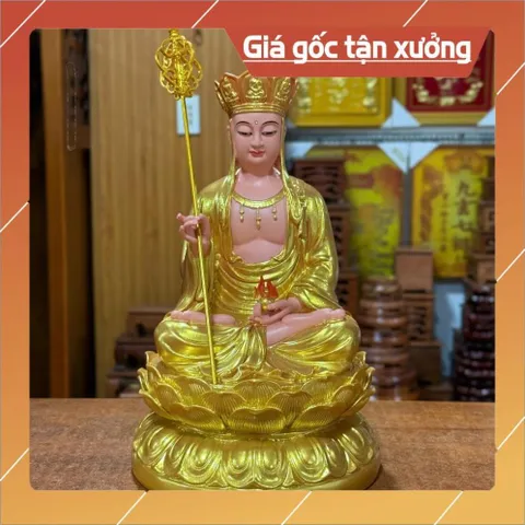 Tôn Tượng Địa Tạng Vương Bồ Tát Ngồi 30cm Nhựa Composite CÓ HOẢ TỐC 841330