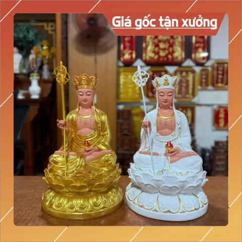Tôn Tượng Địa Tạng Vương Bồ Tát Ngồi 30cm Nhựa Composite CÓ HOẢ TỐC 841330