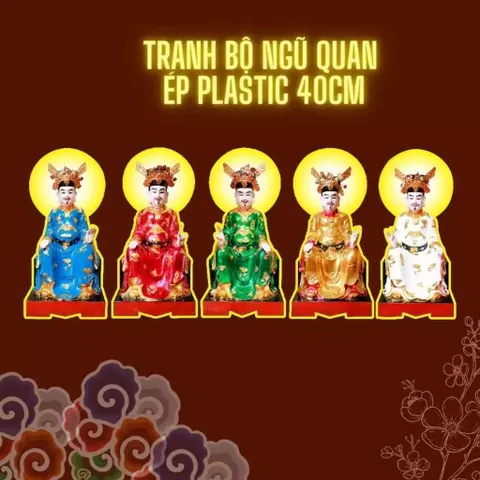 Bộ tranh bày đàn cúng Ngũ Quan ép plastic 40cm 841376