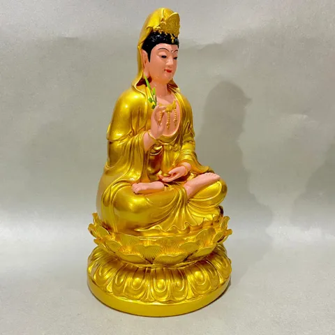 Tượng Quan Âm Màu Vàng Ngồi 30cm Nhựa Composite cực đẹp 841387