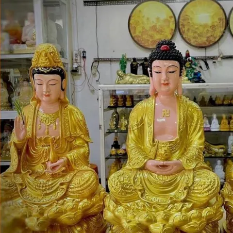 Tây Phương Tam Thánh Ngồi 50cm Vàng Vẽ  COMPOSITE 841411