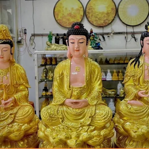 Tây Phương Tam Thánh Ngồi 50cm Vàng Vẽ  COMPOSITE 841411