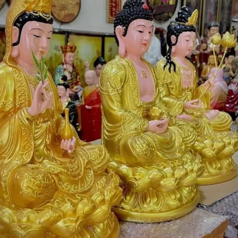 Tây Phương Tam Thánh Ngồi 50cm Vàng Vẽ  COMPOSITE 841411