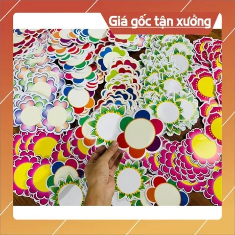 Sét combo  10 Hoa in màu ép plastic 9-10cm viết số, dấu