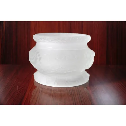 Bát nhang lư hương lưu ly trắng mờ sen nở hàng VIP - Nhiều cỡ 841421