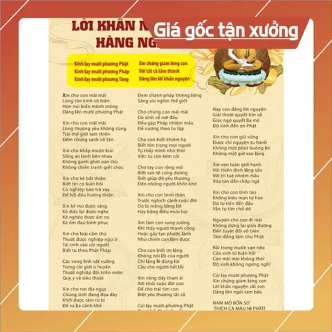 Tờ Kinh Cầu Nguyện Lời Khấn Nguyện Hàng Ngày và Chú Đại Bi 84 Câu Khổ A4 Cán Nilong Bóng Chống Nước ÉP 841435