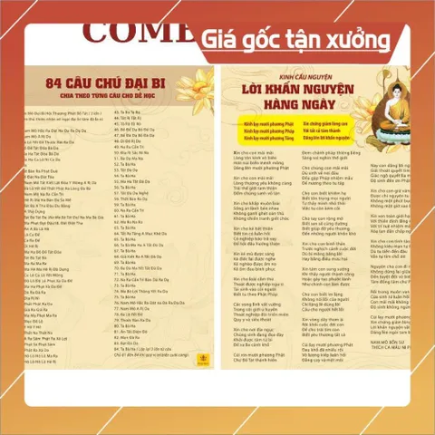 Tờ Kinh Cầu Nguyện Lời Khấn Nguyện Hàng Ngày và Chú Đại Bi 84 Câu Khổ A4 Cán Nilong Bóng Chống Nước ÉP 841435