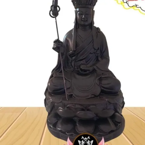 Tôn Tượng Địa Tạng Vương Bồ Tát cao 17 cm màu nâu đất tặng vòng tay 841448