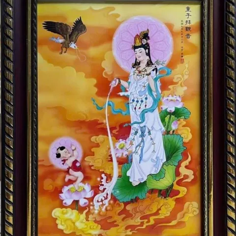 Tranh đóng khung - QUAN THẾ ÂM BỒ TÁT, KT 19*25cm - 28*38cm , 38*48cm  CÓ HOẢ TỐC 841484