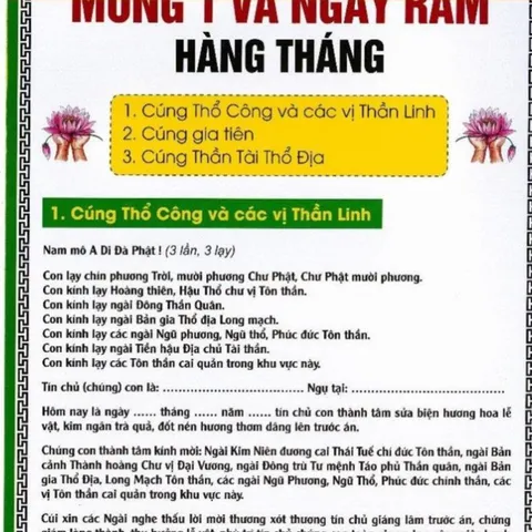 TO101 tờ chú Văn Khấn Tại Gia Mùng 1 Và Ngày Rằm Hàng Tháng 2 mặt ép plastic siêu đẹp  2 SIZE A4 VÀ A3 ÉP PLASTICS