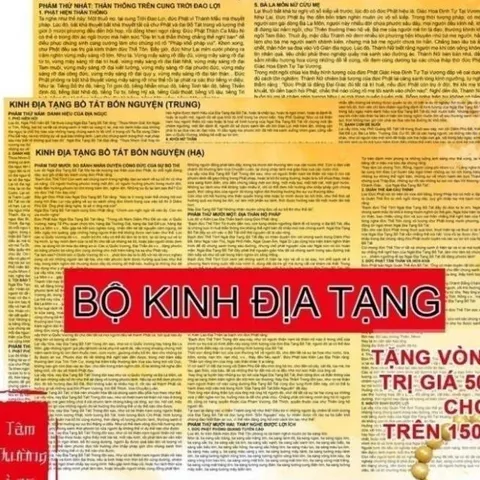 Địa Tạng Bồ Tát Bổn Nguyện trọn bộ Thượng, Trung, Hạ Kinh Phật giấy lụa kích thước 30x40cm 841534